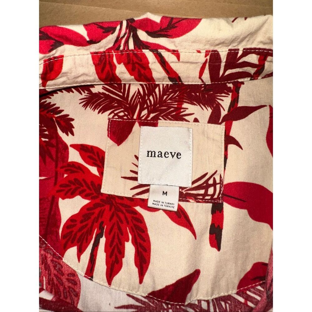 Maeve Medium Bettina Tiered Shirt Dress Red Tropical Floral Midi Boho Resort - Picture 7 of 11